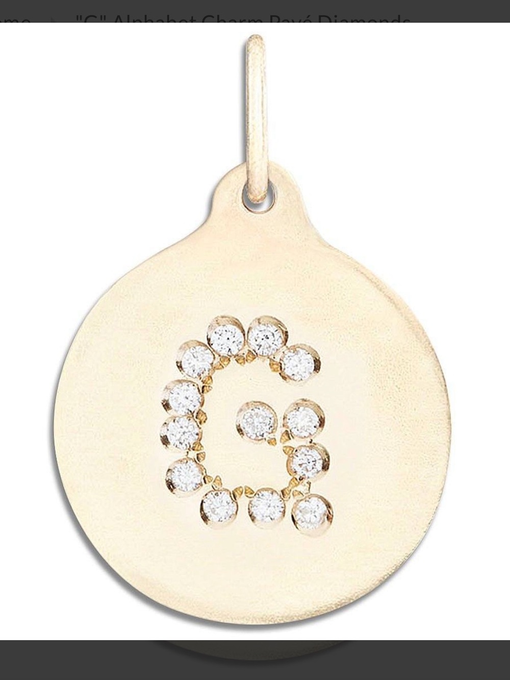 Helen Ficalora "G" Alphabet Charm PAVÉ DIAMOND 14K Gold Charm